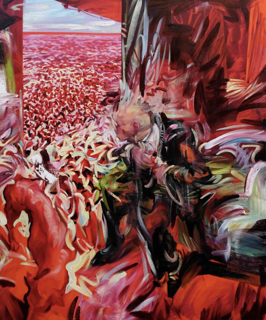 Red Horizons – a diptych oil painting on canvas by New York-based artist Levan Songulashvili